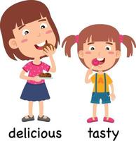 synonyms adjectives delicious and tasty vector illustration
