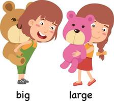 synonyms adjectives big and large vector illustration