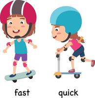 synonyms adjectives fast and quick vector illustration