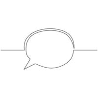 speech bubble continuous line drawing, black and white graphic vector