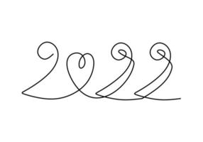 new year 2022 continuous one line drawing vector