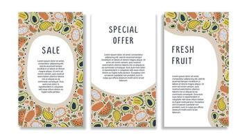 Tropical fruits background for digital marketing vector