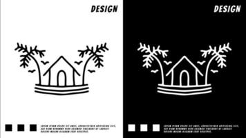 casa en la playa logo, ilustración para camiseta, cartel, pegatina vector