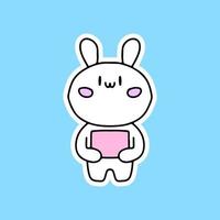 adorable bunny with empty note, illustration for sticker vector