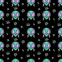 Trendy alien seamless pattern in cartoon style. vector