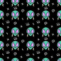 Trendy alien seamless pattern in cartoon style. vector