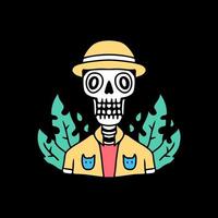 Retro skull the explorer, design for sticker or t shirt vector