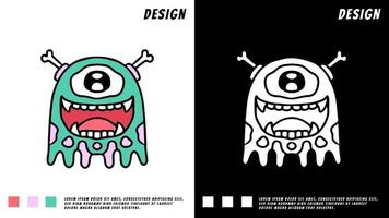 funny monster one eye, design for sticker or t shirt vector