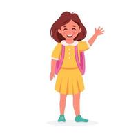 Little girl going to school. Girl with backpack. Back to school vector