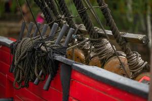 Board of a pirate ship. Tackle the sailboat. photo