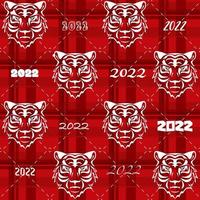 Patrón transparente de año nuevo 2022. estampado navideño con tigre. vector