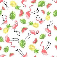 Flamingo seamless pattern on strip background. vector