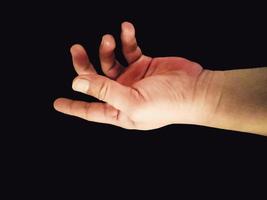 Hand gesture image on black background photo