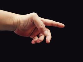 Hand gesture image on black background photo