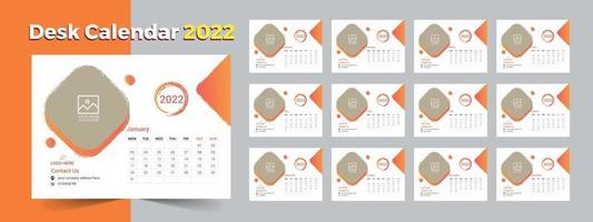 calendario de escritorio creativo 2022, plantilla de calendario de escritorio de diseño vector