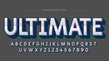 Tipografía deportiva azul oscuro metálico 3d vector