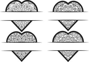 Mandala heart frame monogram collection vector
