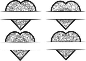 Print Mandala heart frame monogram collection vector