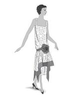 Stylish dressed girl 1930s style Vintage fashion silhouettes from 20s. vector