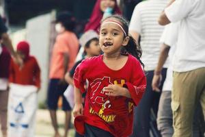 Sorong, Papua, Indonesia 2021- People celebrate Indonesia's independence day with various competitions photo