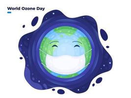 World Ozone Day illustration at 16 September with earth wear face mask vector