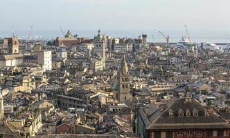 Skyline of the city of Genoa in liguria in Italy photo