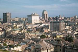 Skyline of the city of Genoa in liguria in Italy photo