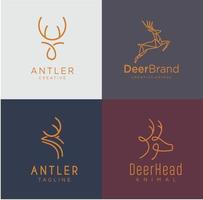 Set Of Deer logo minimalist line style Retro hipster vector