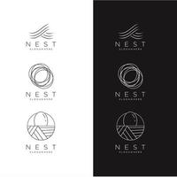 Set Of Bird Nest Logo Line Art Design Template Modern Simple Vector