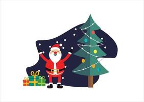 Santa Claus IN Christmas Snow greeting background flat design banner vector