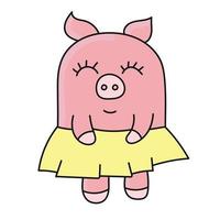 Pink pig, little cartoon pig vector