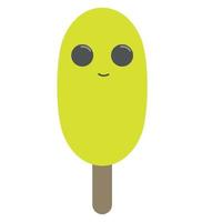 Green ice cream with face, cartoon style vector