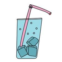 Glass with cocktail and plastic straw vector