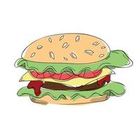 hamburguesa y hamburguesa con queso comida rápida vector