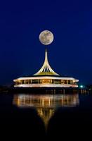 beautiful building with reflex on the lagoon photo