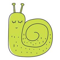 caracol verde de dibujos animados vector