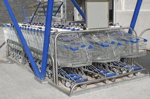 Supermarket shopping carts photo