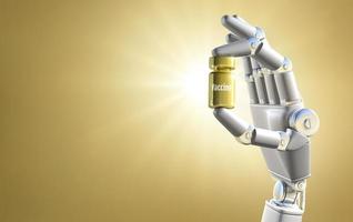 Robot hand holding the golden Vaccine photo