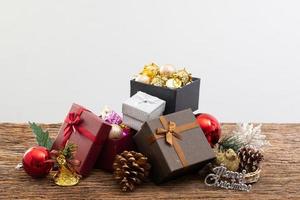 present box with color ribbon on white background photo