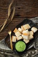 pandan custard bread thai dessert  sweet photo