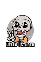 Cute skull in hello october illustration vector