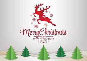 red christmas reindeer background art vector