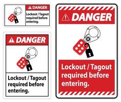 Danger Sign Lockout ,Tagout Required Before Entering vector