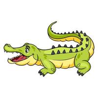 Animal character funny crocodile in cartoon style. vector