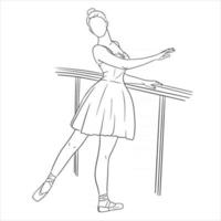 Ballerina in dress and pointe shoes. Line style. Dancer. vector