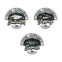 conjunto de emblema de la insignia del club de pesca vintage vector