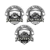 Set of vintage fishing club badge emblem vector