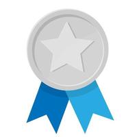 Simple illustration of silver award medal with ribbons for winners vector