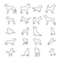 Straight Line Icon Set Dog vector