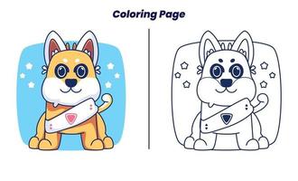 lindo perro robot con páginas para colorear vector